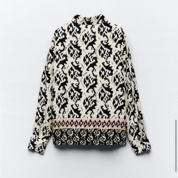 New Patterned Black and White shirt with Pink Accents - Picture 3 of 6